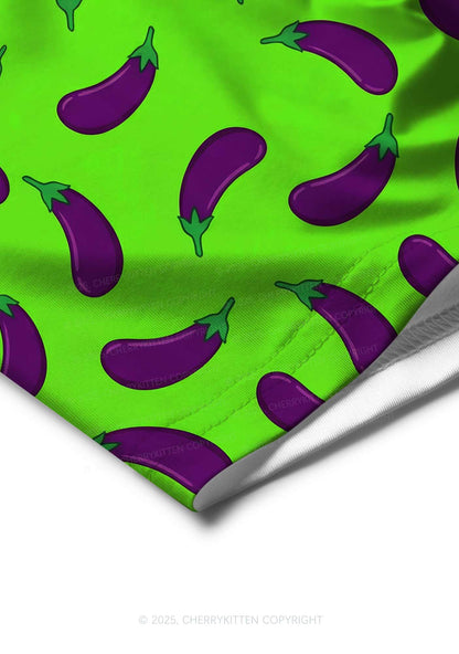 Lime Green Eggplant Y2K Print Men Boxer Briefs Cherrykitten