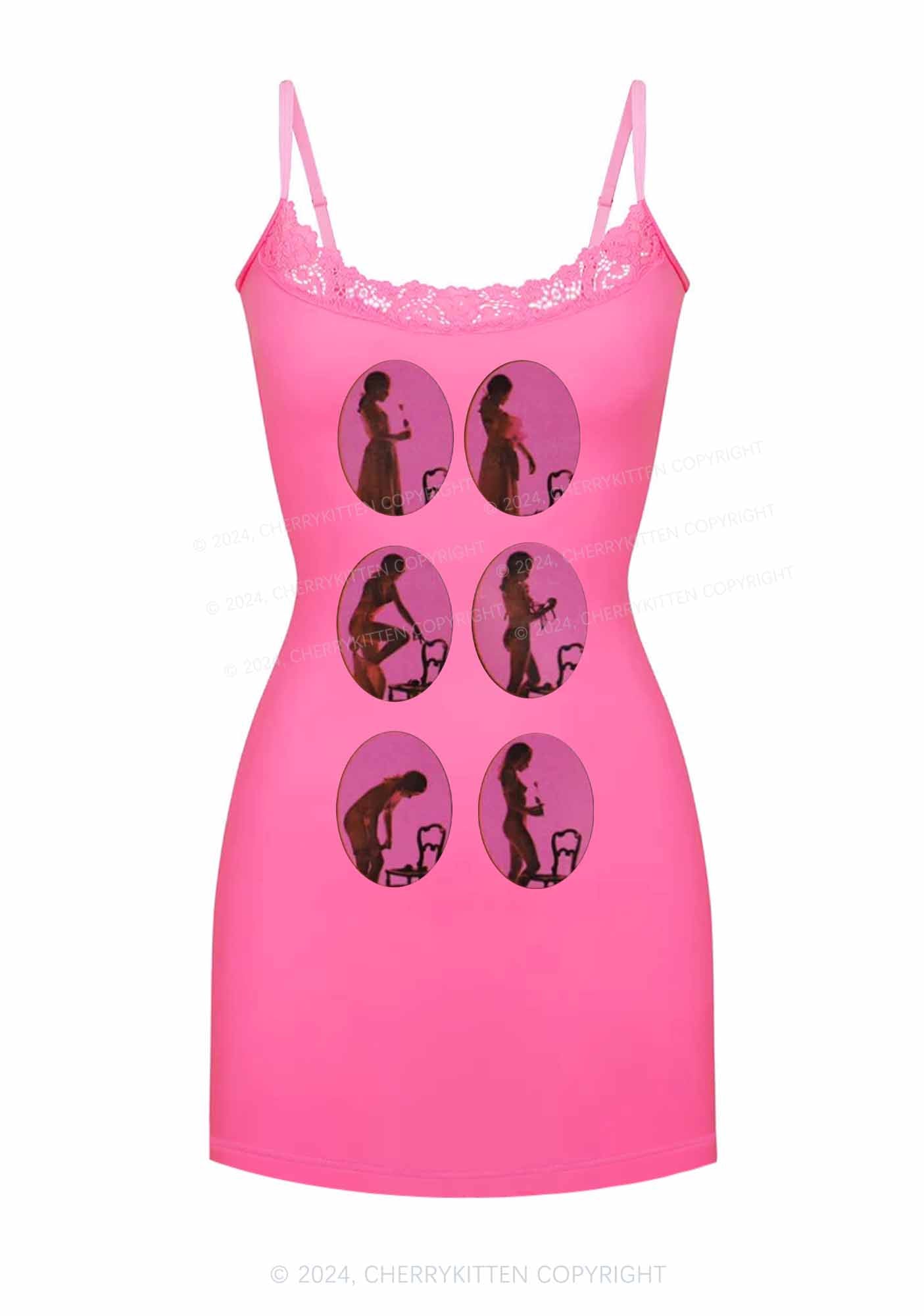 Rose Girl Y2K Lace Slip Dress Cherrykitten