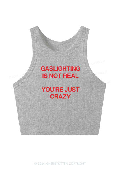 Gaslighting Not Real Y2K Crop Tank Top Cherrykitten