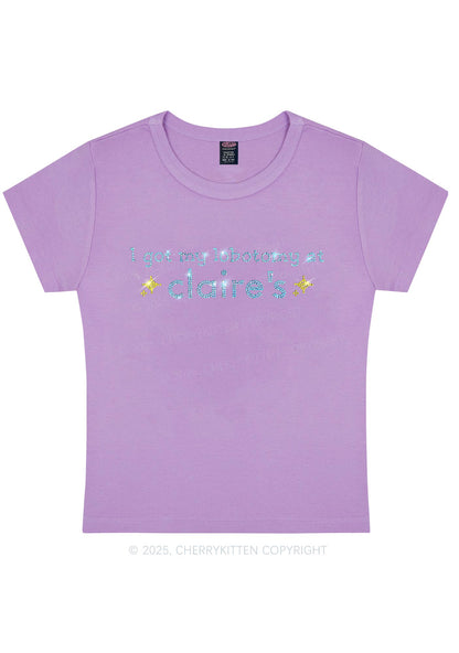 Rhinestone I Got My Lobotomy At Claires Y2K Baby Tee Cherrykitten