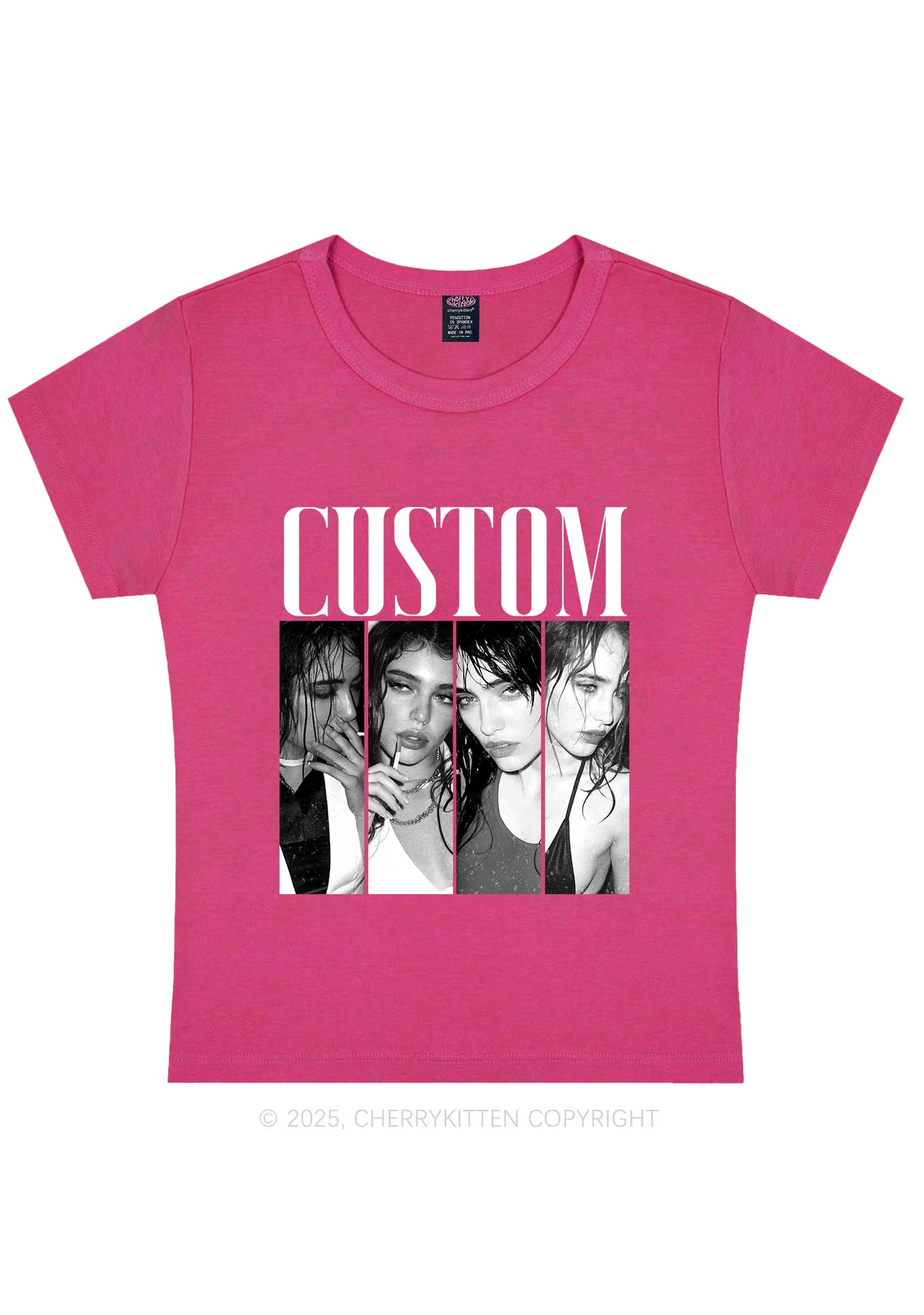Custom Baddie Girls Photo Y2K Baby Tee Cherrykitten