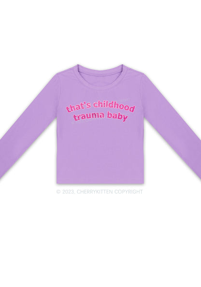Childhood Trauma Long Sleeve Crop Top Cherrykitten