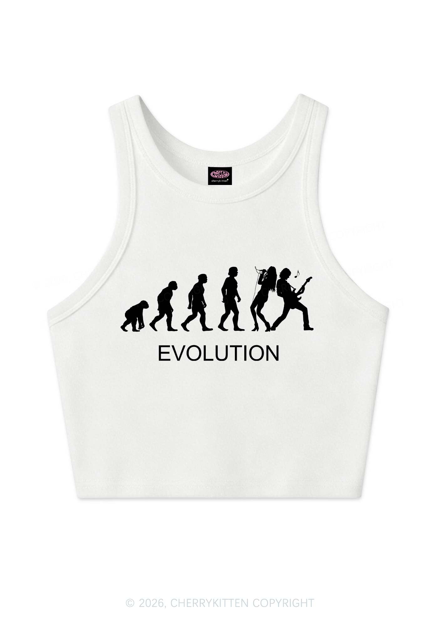 Evolution Rock Band Y2K Crop Tank Top Cherrykitten