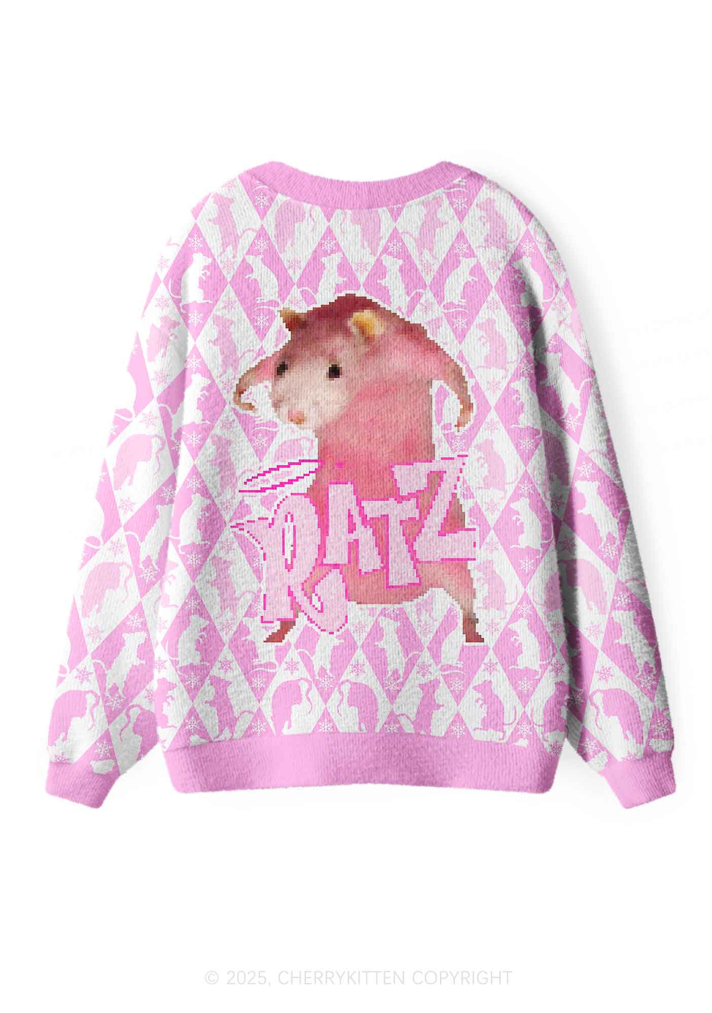 Sweet Pink Ratz Y2K Christmas Cardigan Knit Sweatshirt Cherrykitten