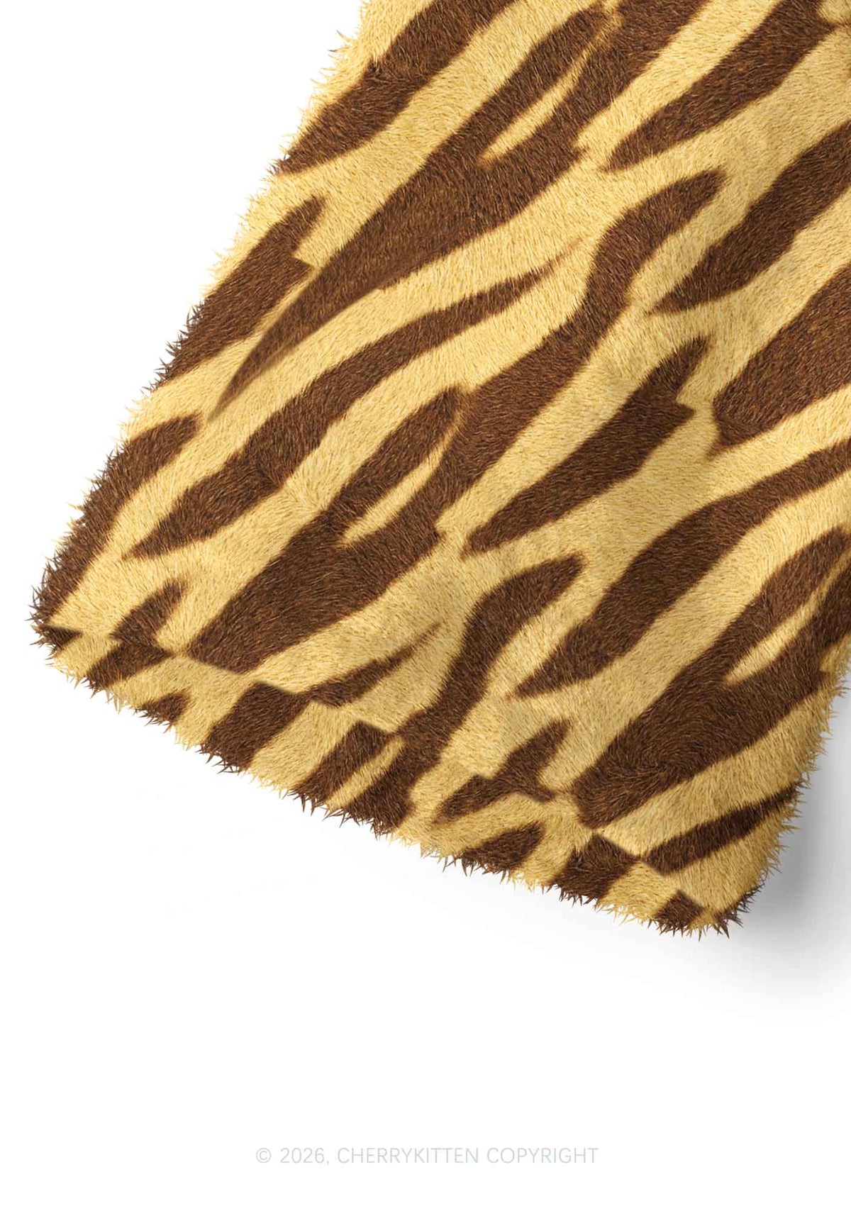 Khaki Tiger Stripe Y2K Print Fuzzy Straight Leg Warmers Cherrykitten