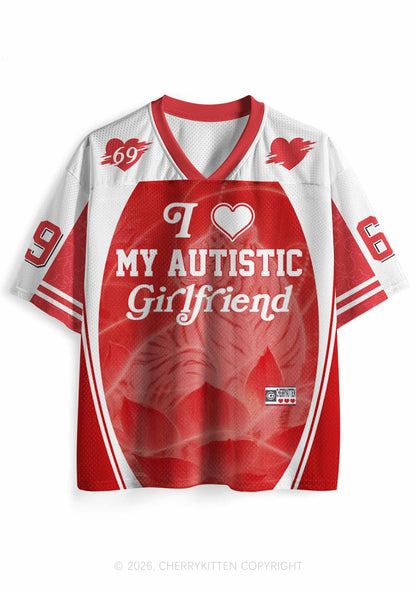 Red I Love My Autistic GF Y2K Sport Jersey Shirts Cherrykitten