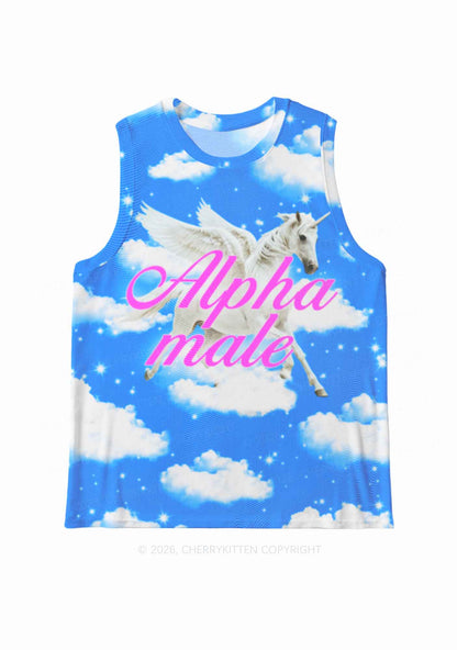 Blue Sky Alpha Male Unicorn Y2K Mesh Muscle Tank Cherrykitten