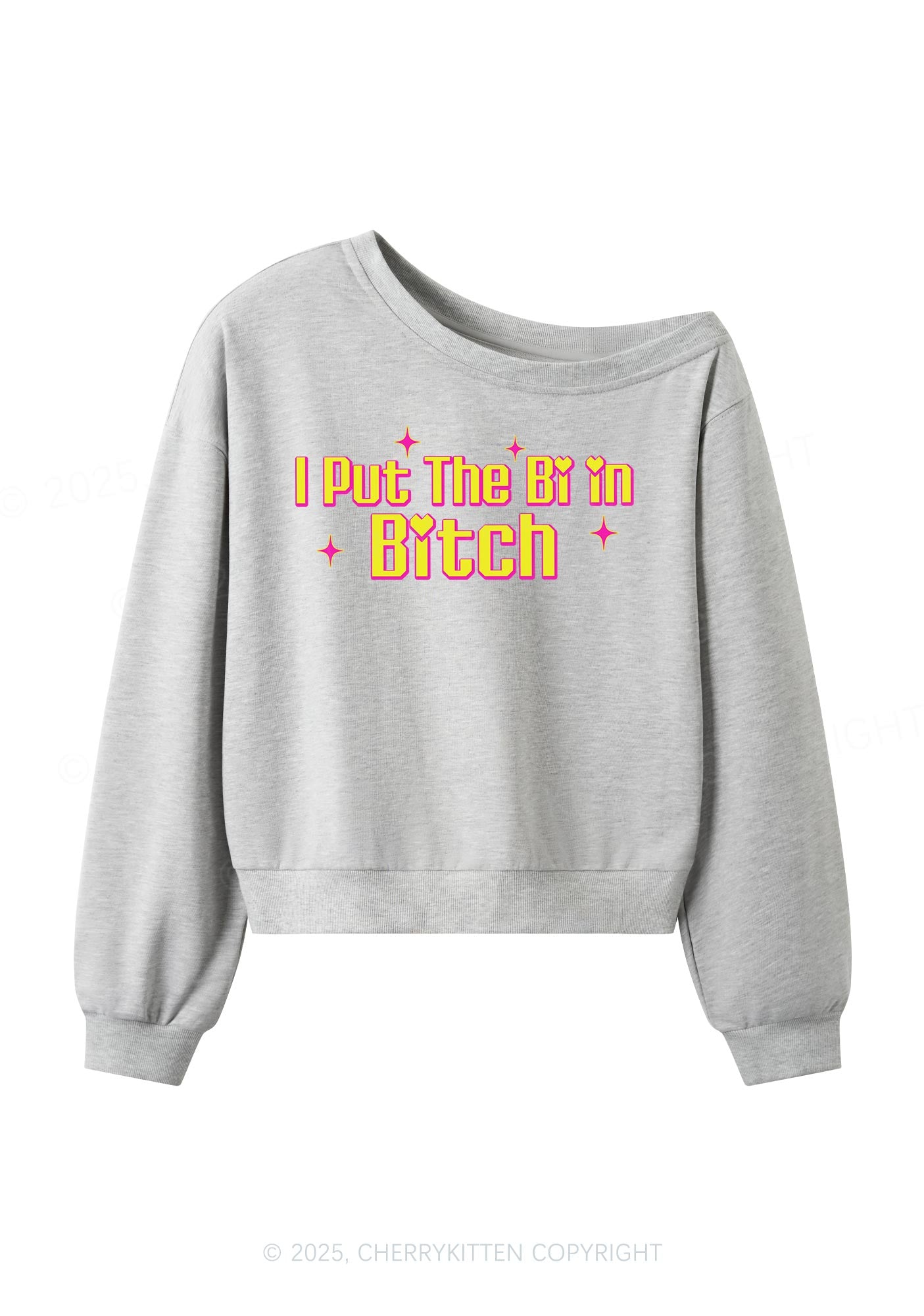Put The Bi In Bxxch Y2K Off Shoulder Sweatshirts Cherrykitten
