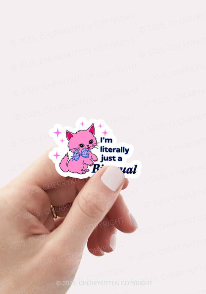 Literally Just A Bisexual Pride 1Pc Y2K Sticker Cherrykitten