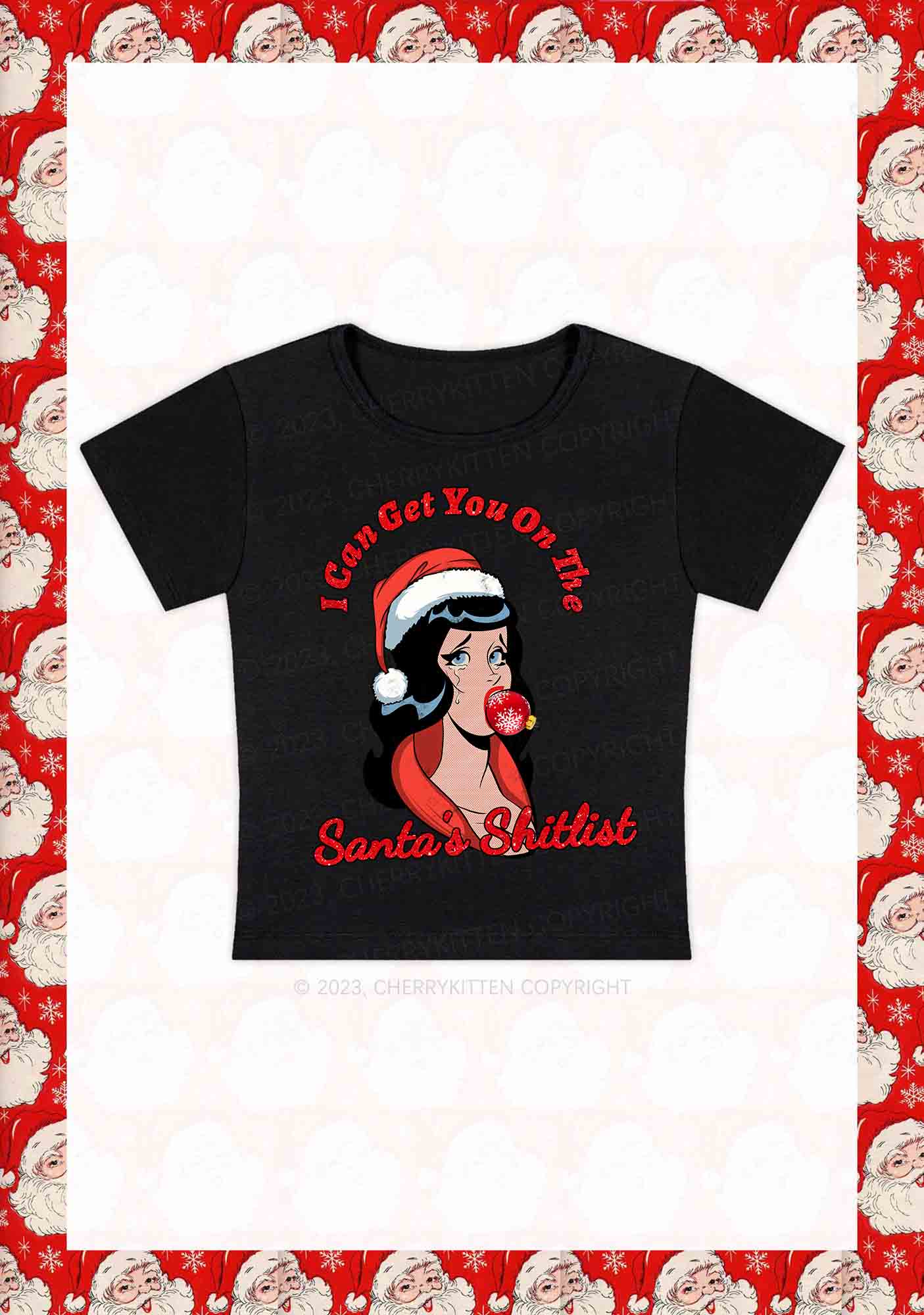 I Can Get You On The Santa's List Christmas Y2K Baby Tee Cherrykitten