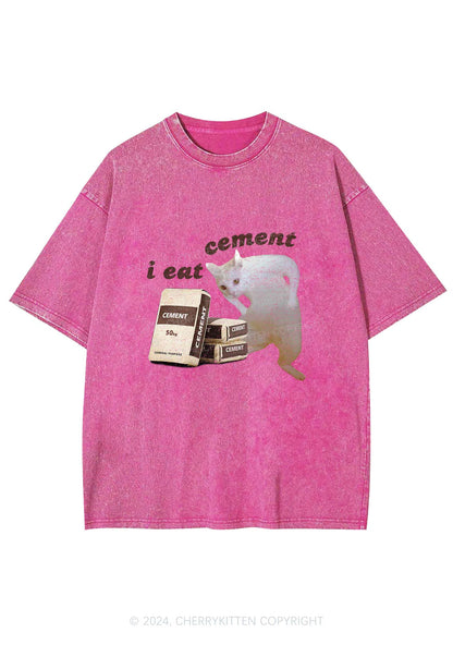 I Eat Cement Y2K Washed Tee Cherrykitten