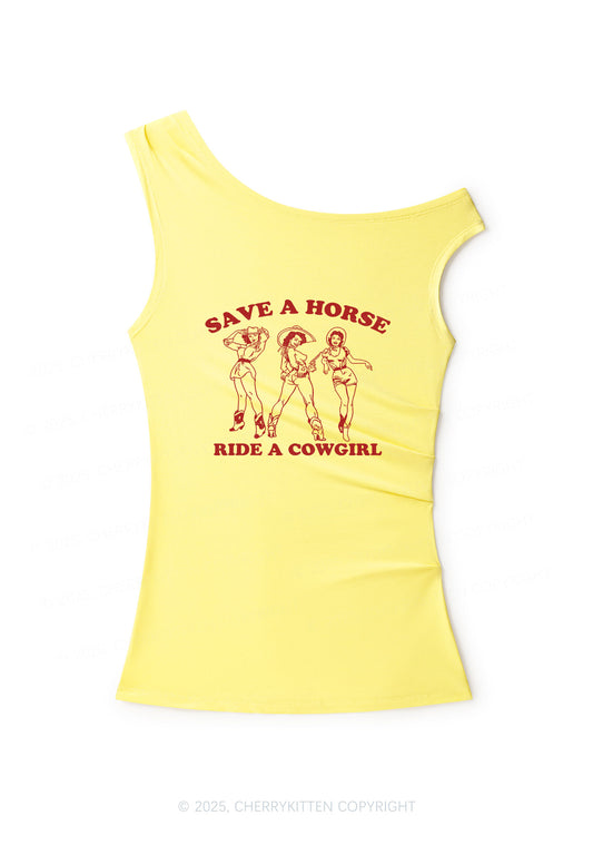 Ride A Cowgirl Y2K Off Shoulder Tank Top Cherrykitten