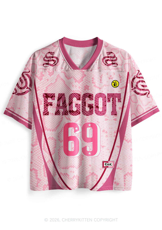 Pink Snakeskin Texture Faggot Pride Y2K Sport Jersey Shirts Cherrykitten