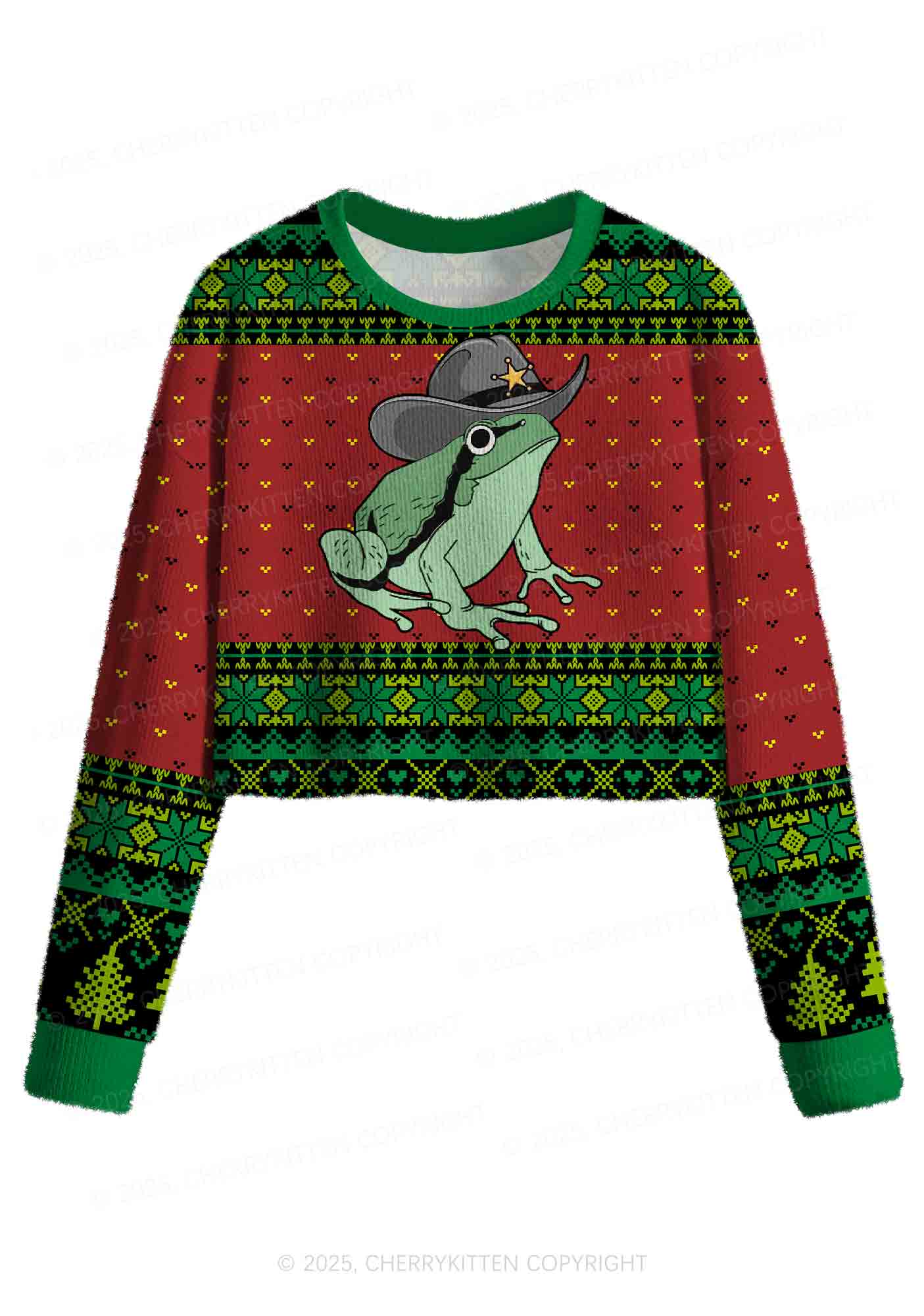 Your Last Haw Partner Y2K Christmas Crop Knit Sweatshirt Cherrykitten