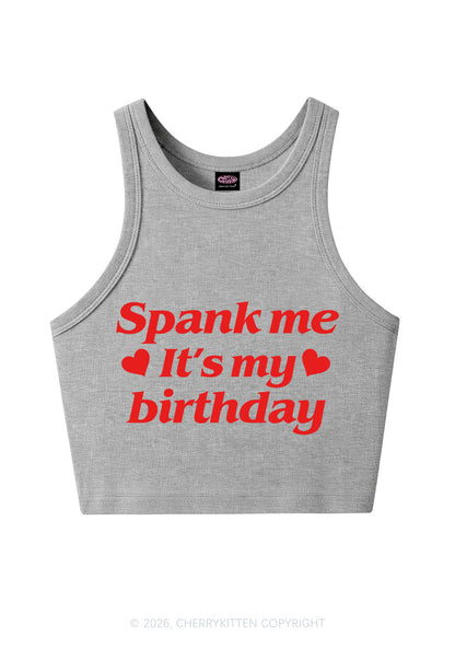 Spank Me Its My Birthday Heart Y2K Crop Tank Top Cherrykitten