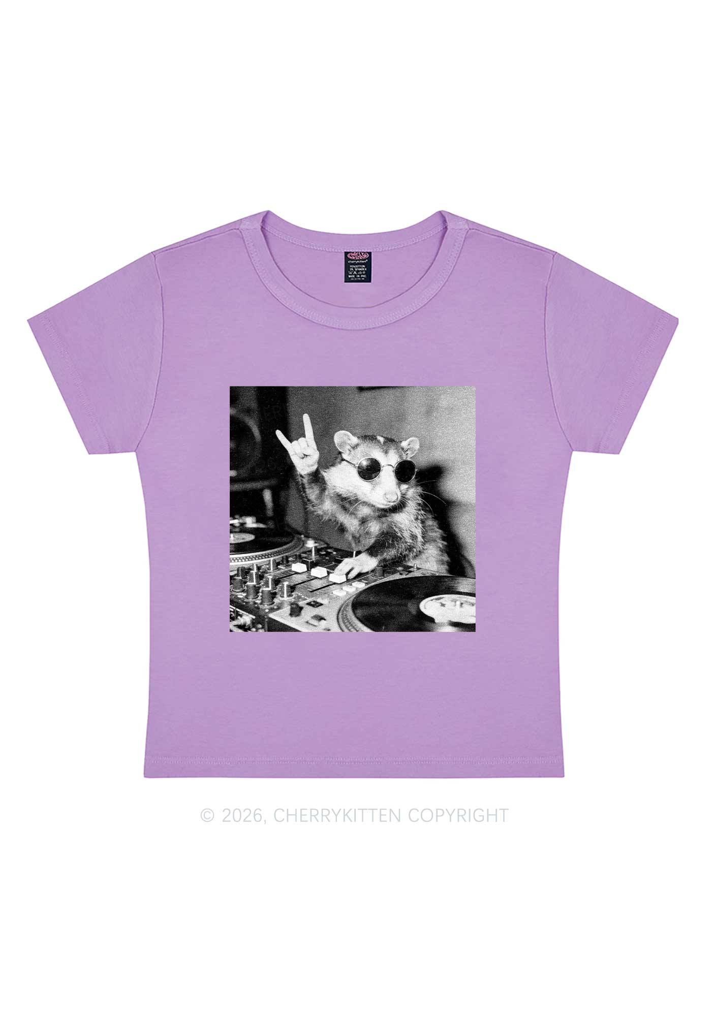 DJ Possum Y2K Baby Tee Cherrykitten