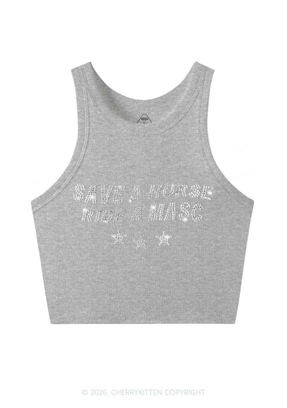Rhinestone Ride A Masc Pride Y2K Crop Tank Top Cherrykitten