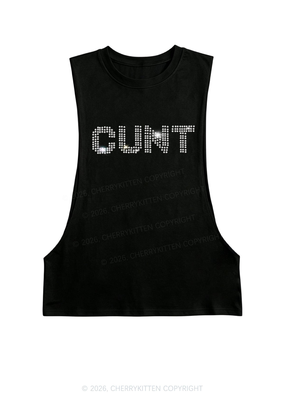 Rhinestone Cxxt Y2K Men Muscle Side Cutoff Tank Top Cherrykitten