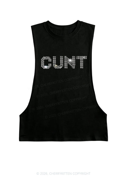 Rhinestone Cxxt Y2K Men Muscle Side Cutoff Tank Top Cherrykitten