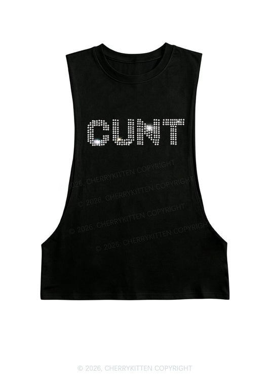 Rhinestone Cxxt Y2K Men Muscle Side Cutoff Tank Top Cherrykitten