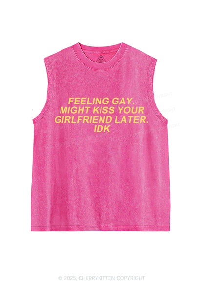 Kiss Your GF Later Pride Y2K Washed Muscle Tank Cherrykitten