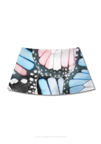 Trans Butterfly Wing Pride Y2K Print Mini Skirt Cherrykitten