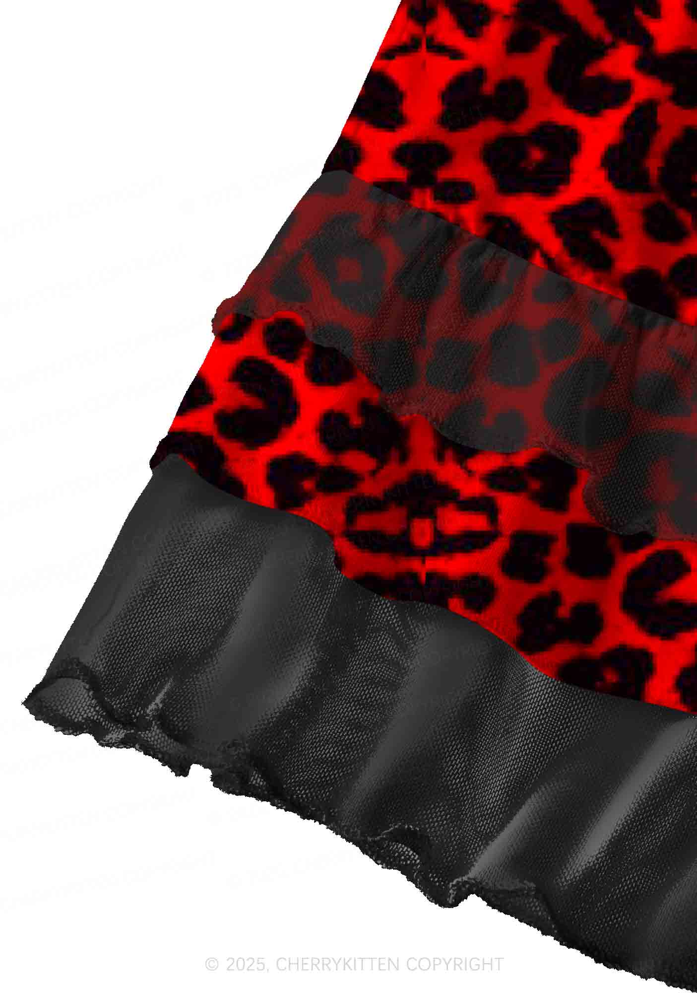 Red Leopard Y2K Print Mini Layered Skirt Cherrykitten