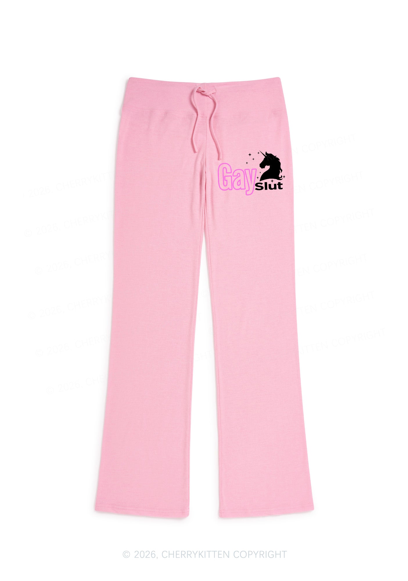 Gay Slxt Unicorn Pride Y2K Low Rise Drawstring Flare Pants Cherrykitten