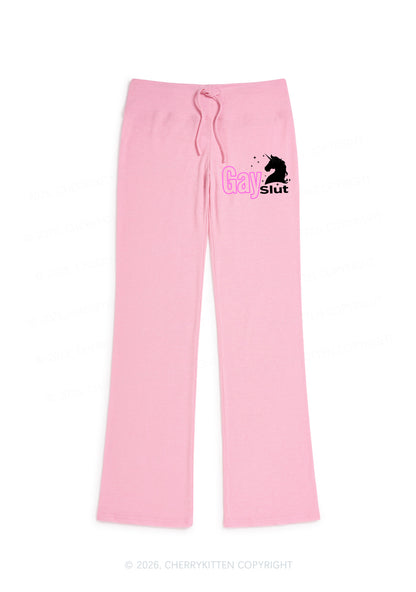 Gay Slxt Unicorn Pride Y2K Low Rise Drawstring Flare Pants Cherrykitten