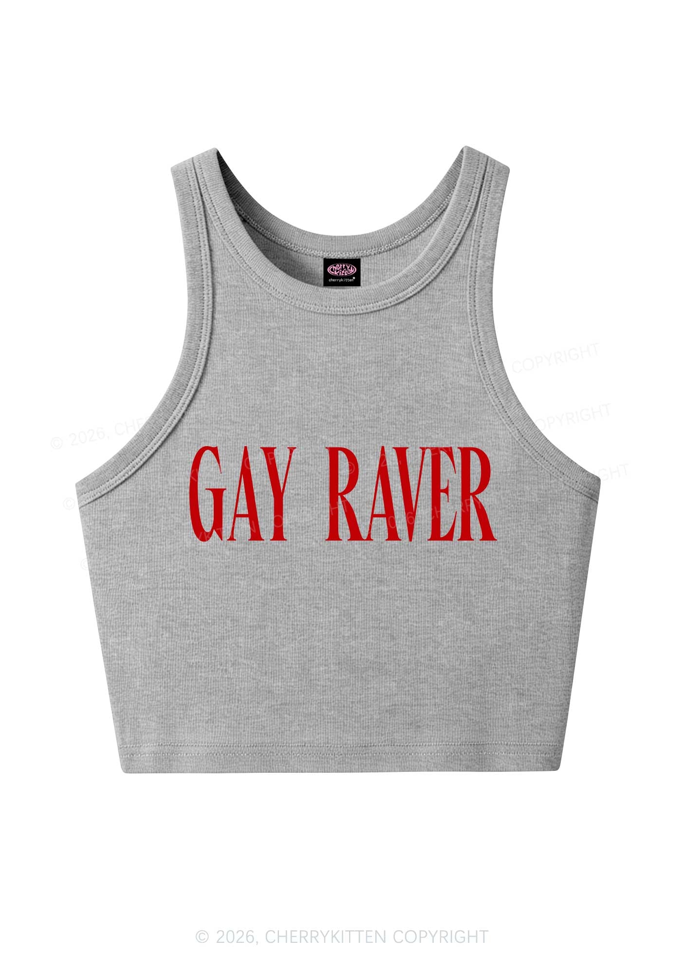 Gay Raver Pride Y2K Crop Tank Top Cherrykitten