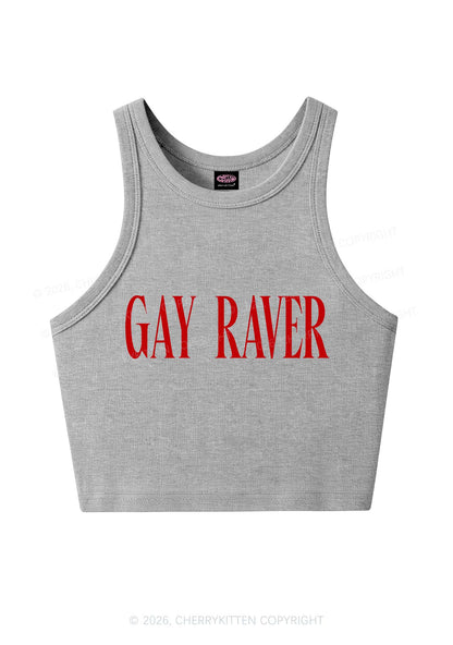 Gay Raver Pride Y2K Crop Tank Top Cherrykitten