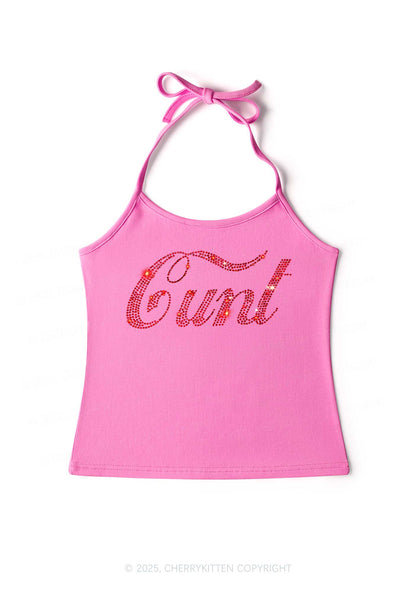 Rhinestone Special Cxxt Y2K Halter Neck Cami Cherrykitten