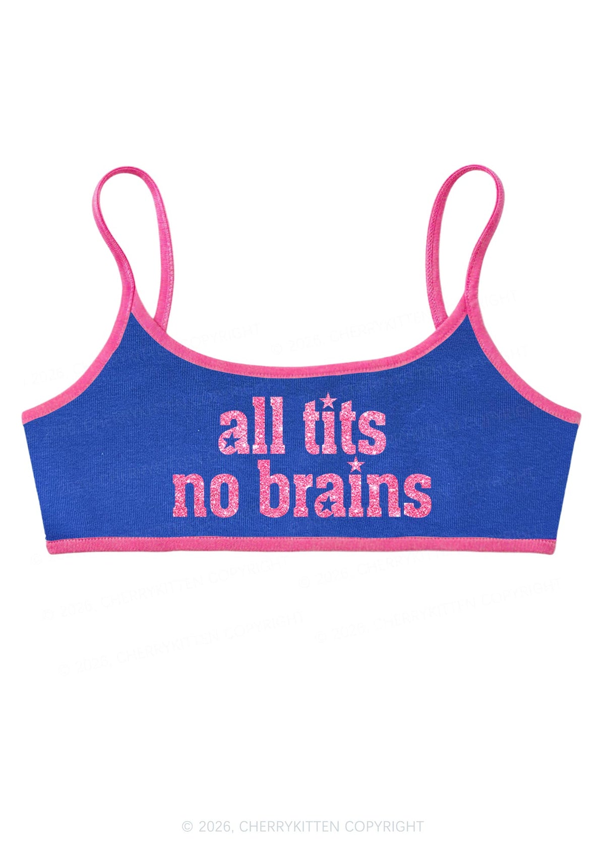 Glitter All Txts No Brains Star Y2K Super Crop Cami Cherrykitten