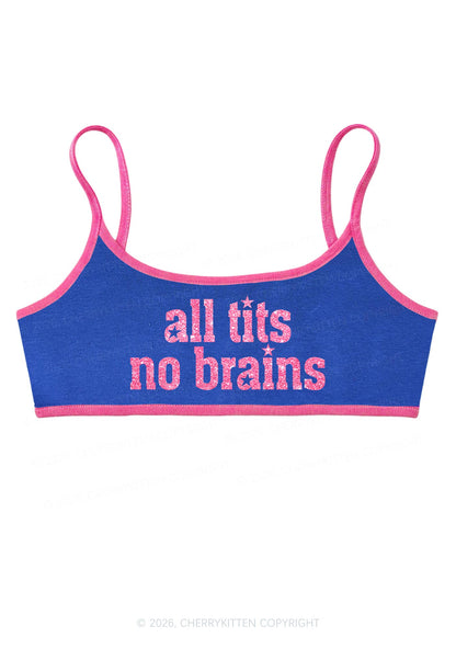 Glitter All Txts No Brains Star Y2K Super Crop Cami Cherrykitten