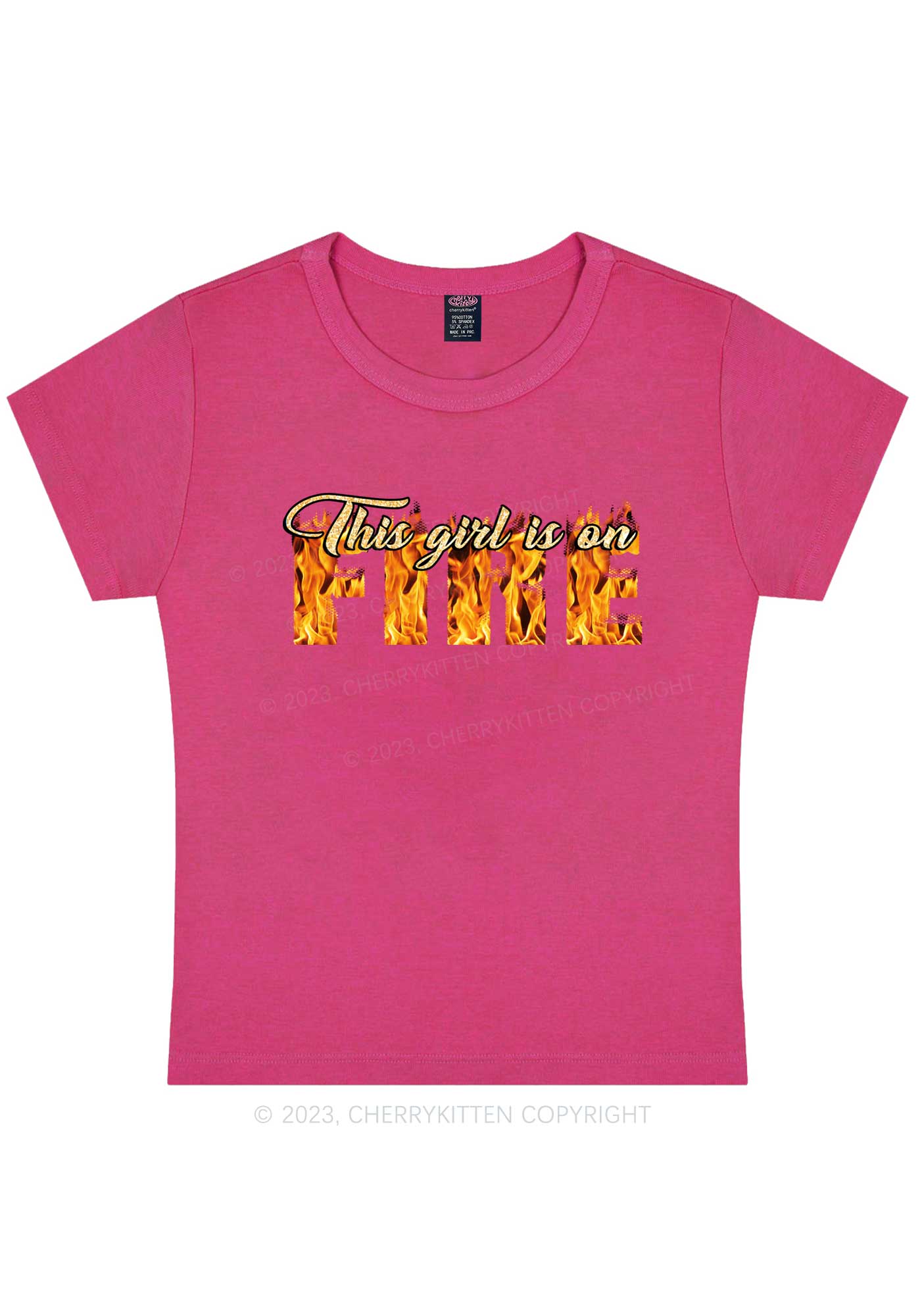 Curvy This Girl On Fire Y2K Baby Tee Cherrykitten