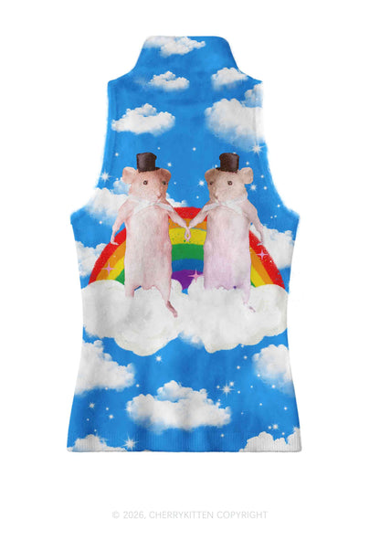 Gay Rats Pride Y2K Knit Turtleneck Tank Top Cherrykitten