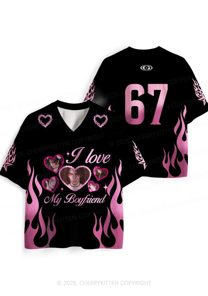 Custom Photos Pink Flame I Love My GF BF Y2K Sport Jersey Shirts Cherrykitten