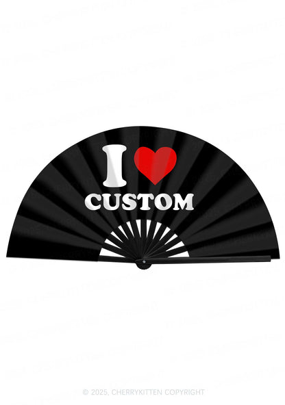 I Love Custom Valentine's Day Y2K Rave Hand Fan Cherrykitten