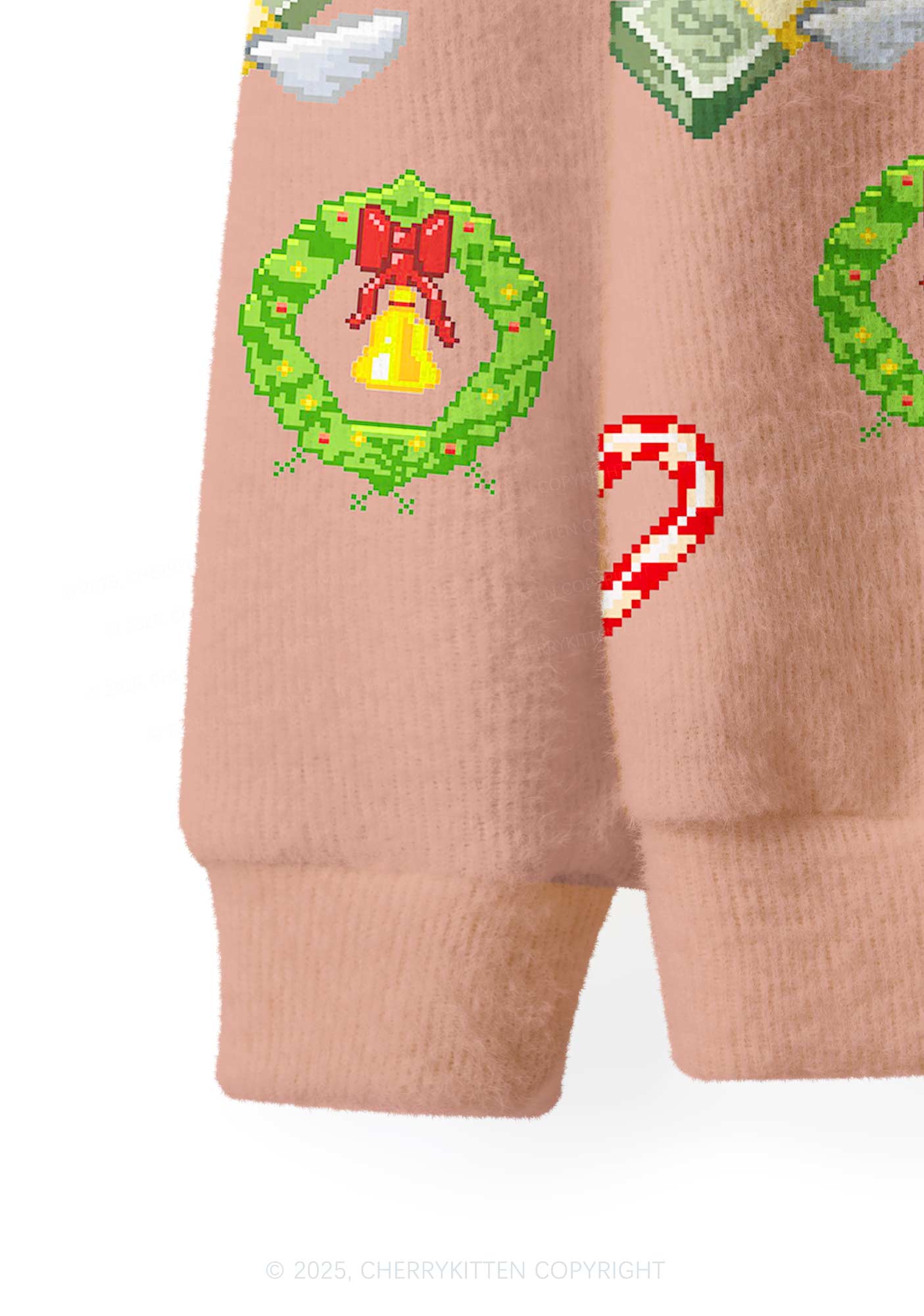 Light Muscle Santa Y2K Christmas Cardigan Knit Sweatshirt Cherrykitten