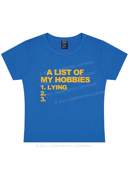 A List Of My Hobbies Lying Y2K Baby Tee Cherrykitten