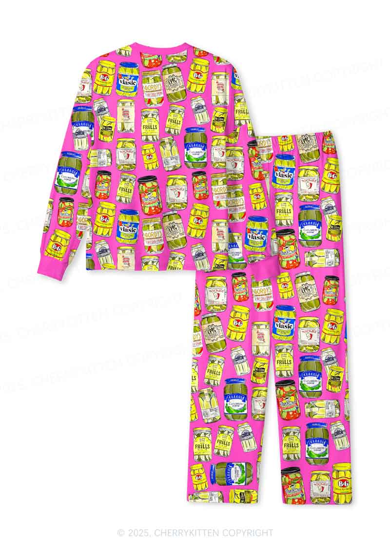 Christmas Pickle Y2K Print Long Sleeve Pajama Set Cherrykitten