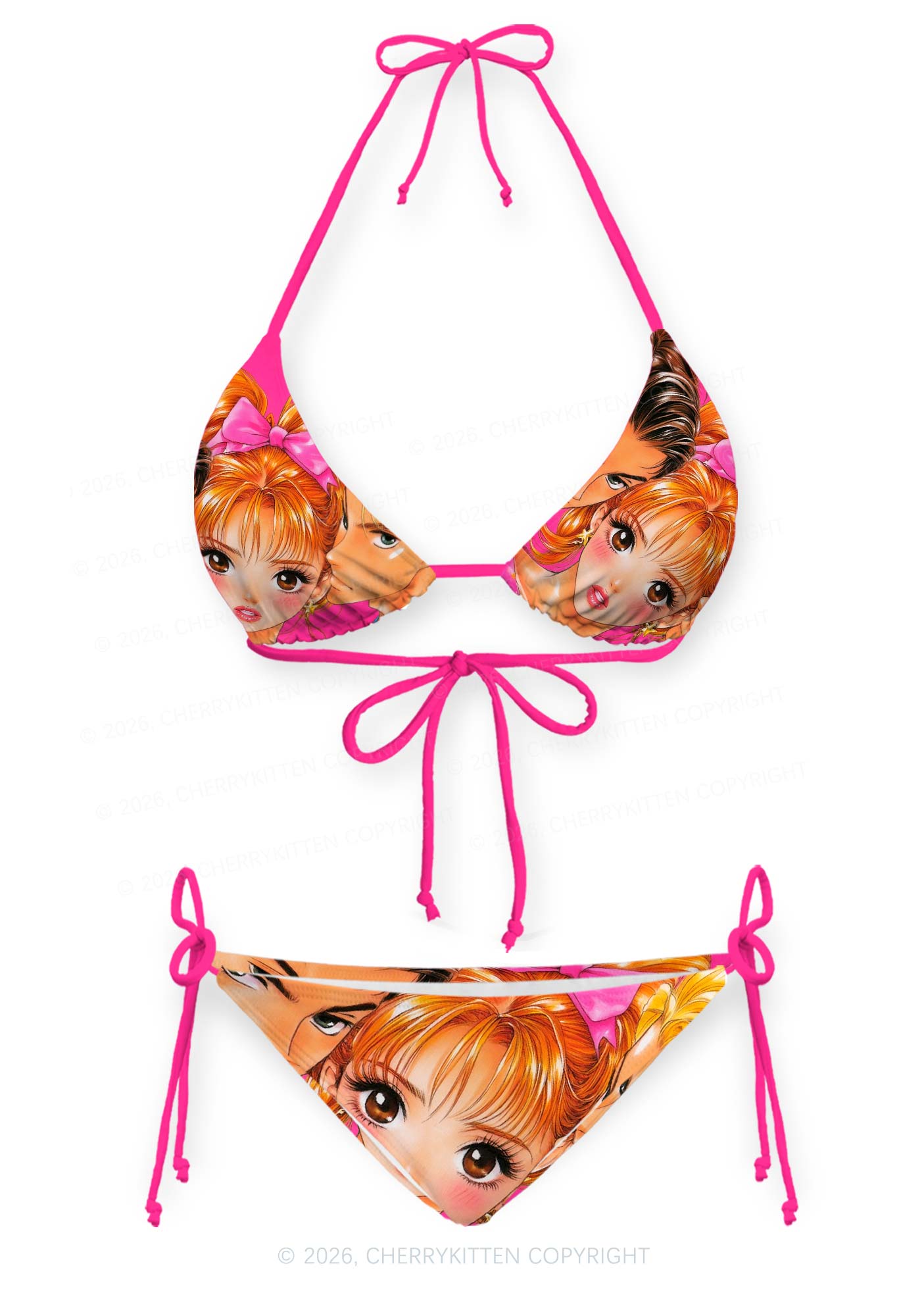 Love Triangle Y2K Print Bikini Set Cherrykitten