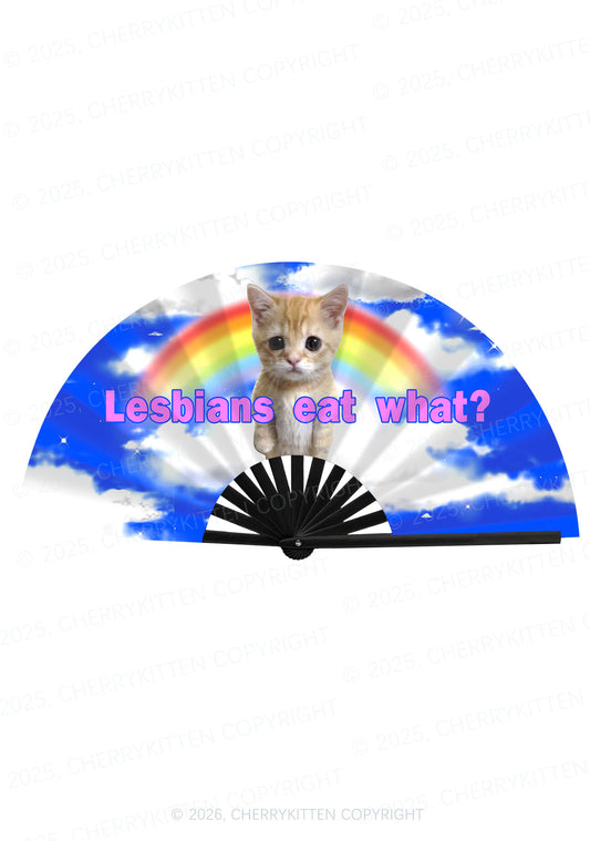 Lesbians Eat What Pride Y2K Rave Hand Fan Cherrykitten
