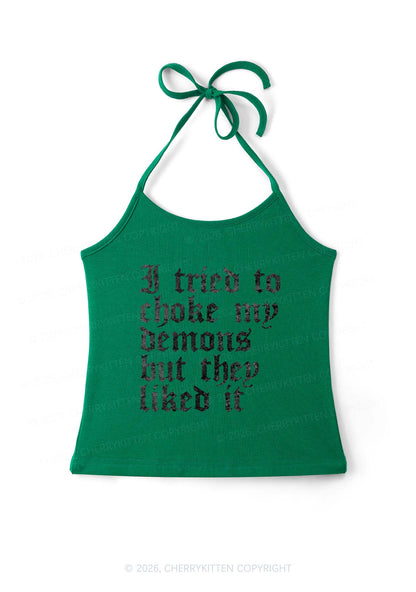 Halloween Choke Demons They Liked Y2K Halter Neck Cami Cherrykitten