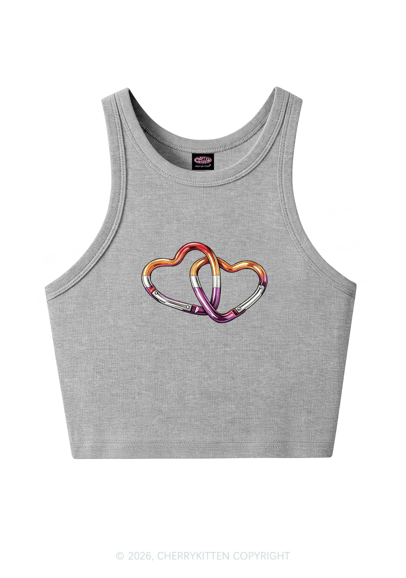 Carabiner Hearts Pride Y2K Crop Tank Top Cherrykitten