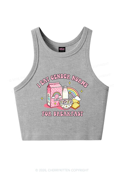 I Eat Gender Norms For Breakfast Pride Y2K Crop Tank Top Cherrykitten