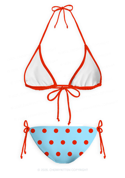 Blue And Red Dots Y2K Print Bikini Set Cherrykitten