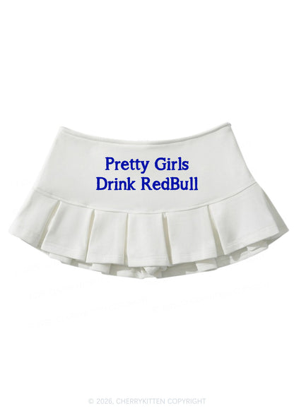 Pretty Girls Drink Red Y2K Mini Pleated Skirts Cherrykitten