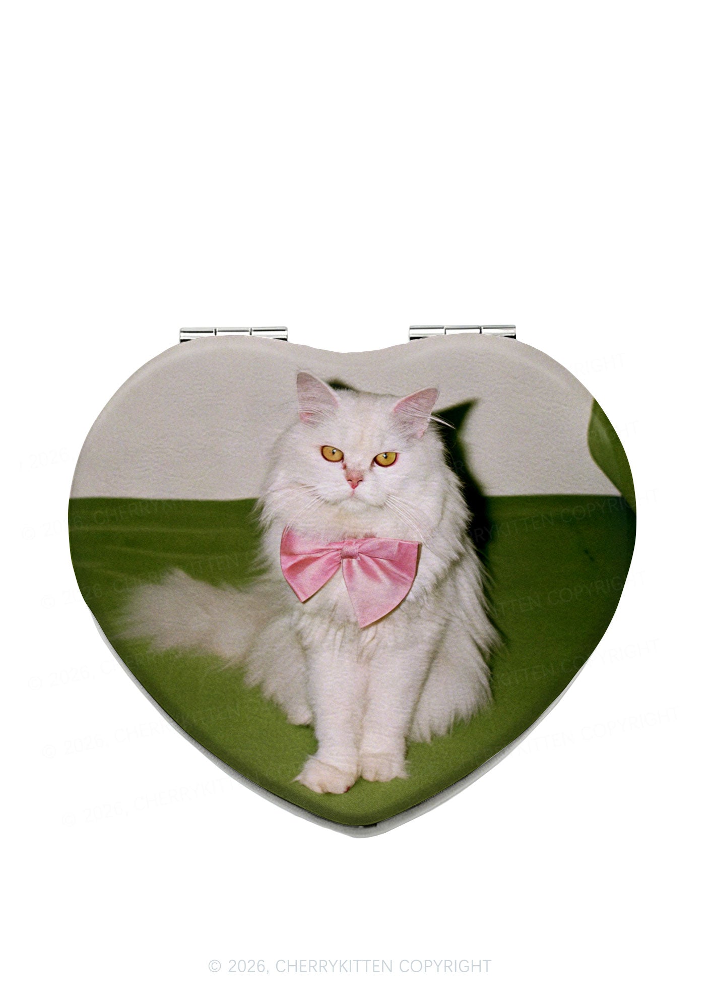 Pink Bow Cat Y2K Folding Makeup Mirror Cherrykitten