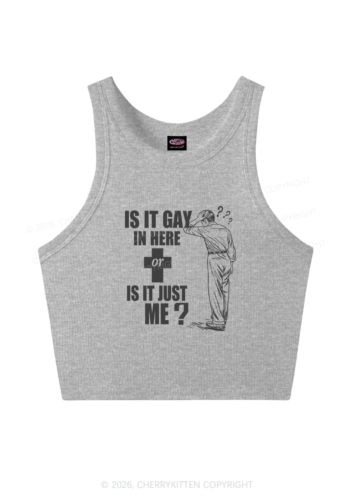 Is It Gay In Here Pride Y2K Crop Tank Top Cherrykitten